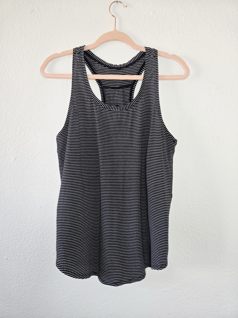 Lululemon Cotton Knit  Black & White Striped Racerback Tank Top -  sz 6